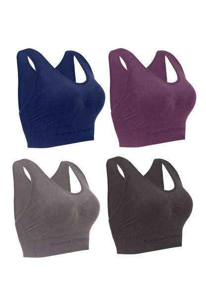 Fast Drying Sports Bra with Bamboo Charcoal - U-Back 3291 (4 pcs) - Sunna Character